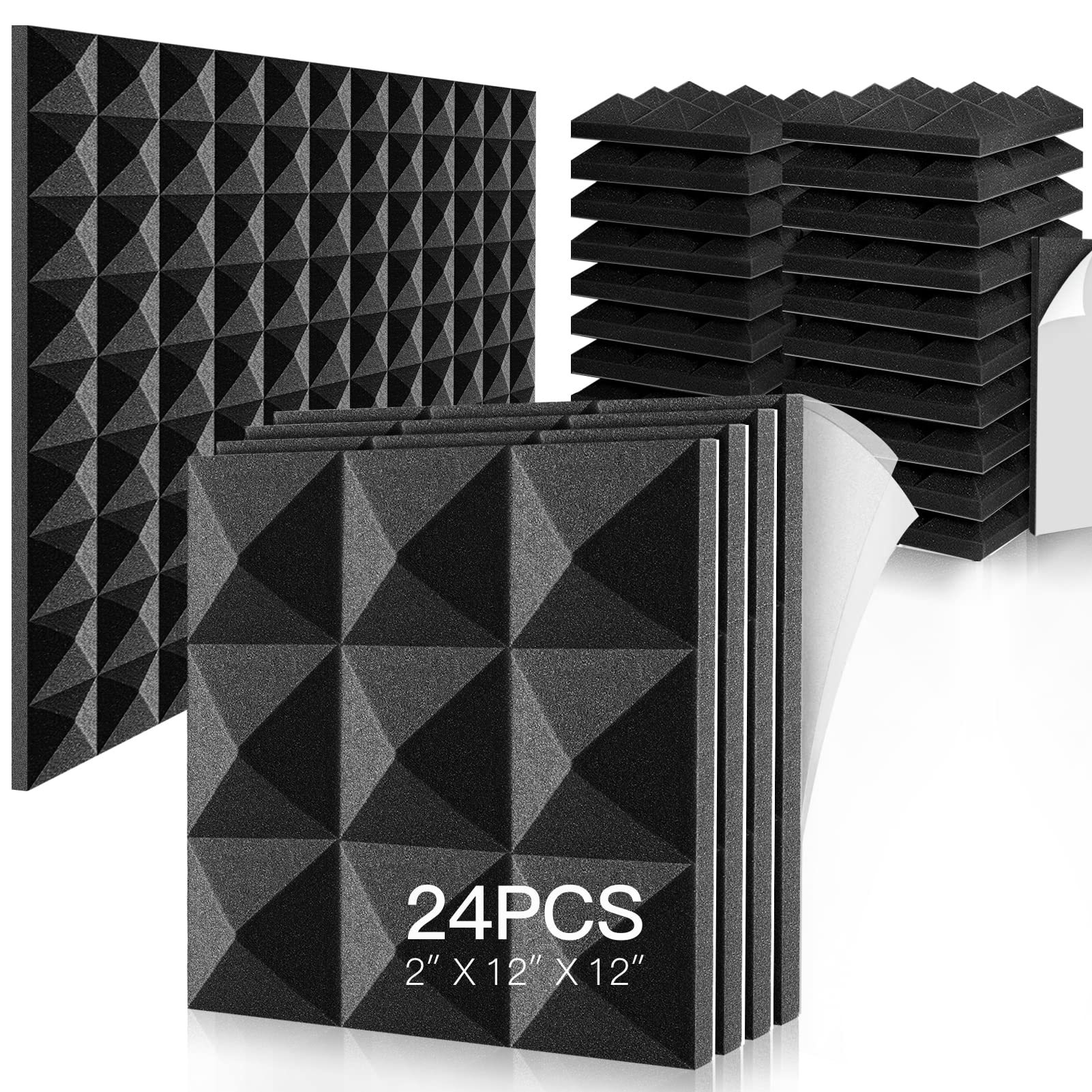 Buy 24 Pack Acoustic Foam Panels, Selfadhesive Sound Proof Foam Panels