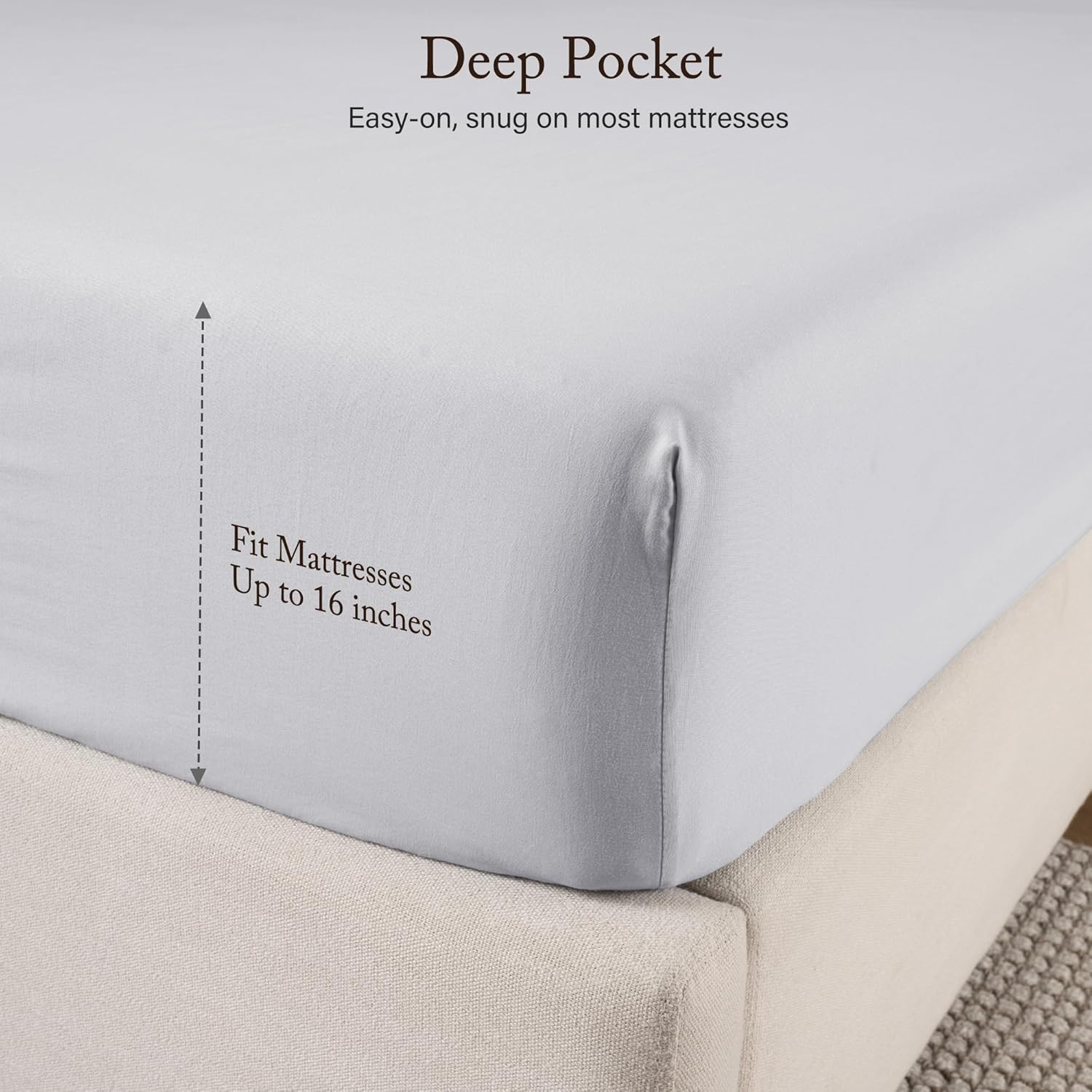 ROSE&RISY Light Grey Queen Sheet Set, Pre-washed Cotton-like Brushed Microfiber, 4 Pieces Super Soft Sheets Queen, Breathable Fade Resistant, Includes 1 Fitted 1 Flat 2 Pillowcases (Light Grey, Queen) - Image 4