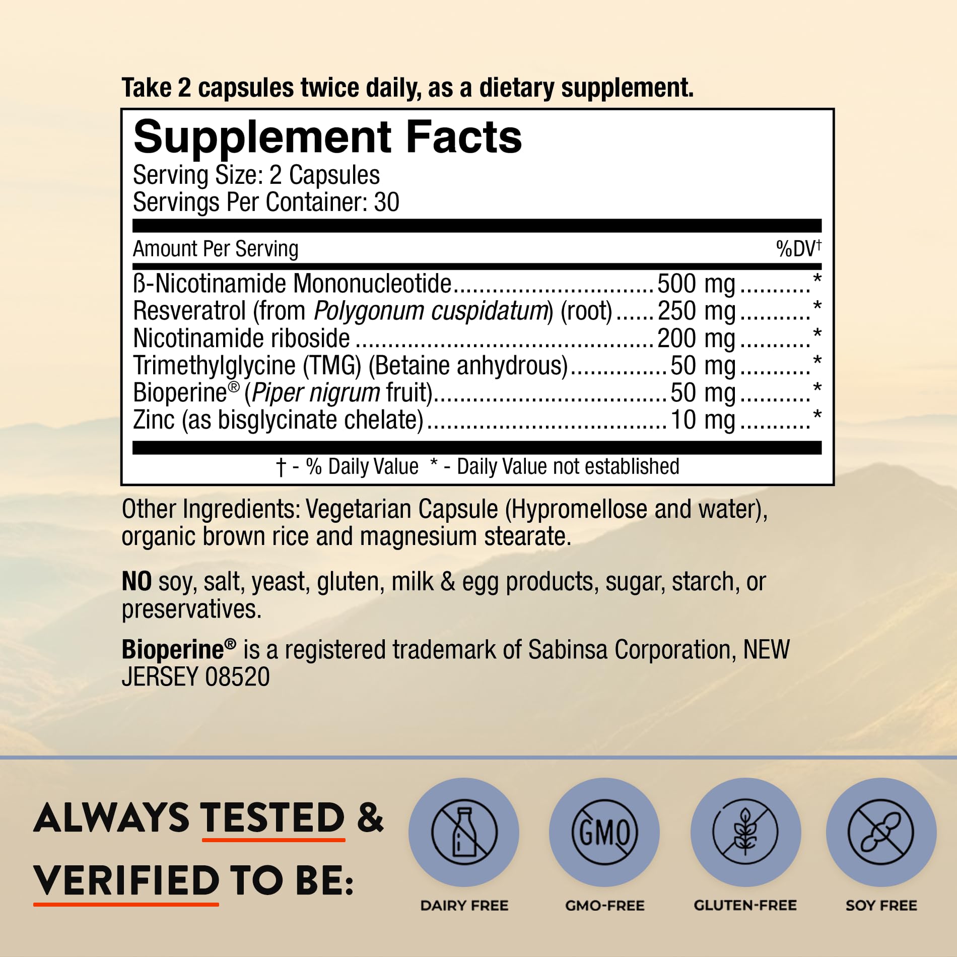 Mt. Angel Vitamins NMN Supplement + NR with Resveratrol & TMG, Dual NAD+ Precursors for Cellular Energy & Healthy Aging, 60 Capsules — Amazon image 2