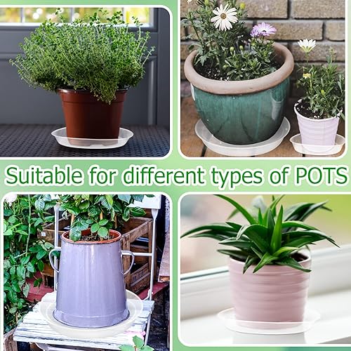 Miniatura 6 de OUPSAUI Bandeja para macetas de 12, 14, 16, 18, 20 pulgadas, paquete de 6 platillos transparentes para interiores y exteriores, bandeja de goteo de