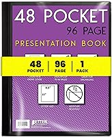 Vista 9 de Better Office Products Libro de presentación encuadernado con 48 bolsillos, colores surtidos, cubierta frontal transparente, 96 páginas protectoras
