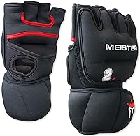 Meister 2lb Neoprene Weighted Gloves Pair - Heavy Hands for Cardio, Boxing, Running, Yoga - 4lb Total Resistance Black/Red