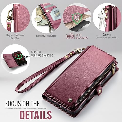 Miniatura 5 de Defencase Funda para iPhone 14 Pro Max, bloqueo RFID para iPhone 14 Pro Max, funda tipo cartera para mujeres y hombres con tarjetero de crédito con