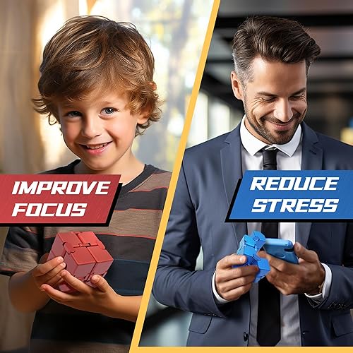 Miniatura 7 de DOLASEV Cubo infinito Fidget Toy para niños, cubo infinito de metal, juguete de dedo de oficina para adultos, TDAH, alivio del estrés, ansiedad,