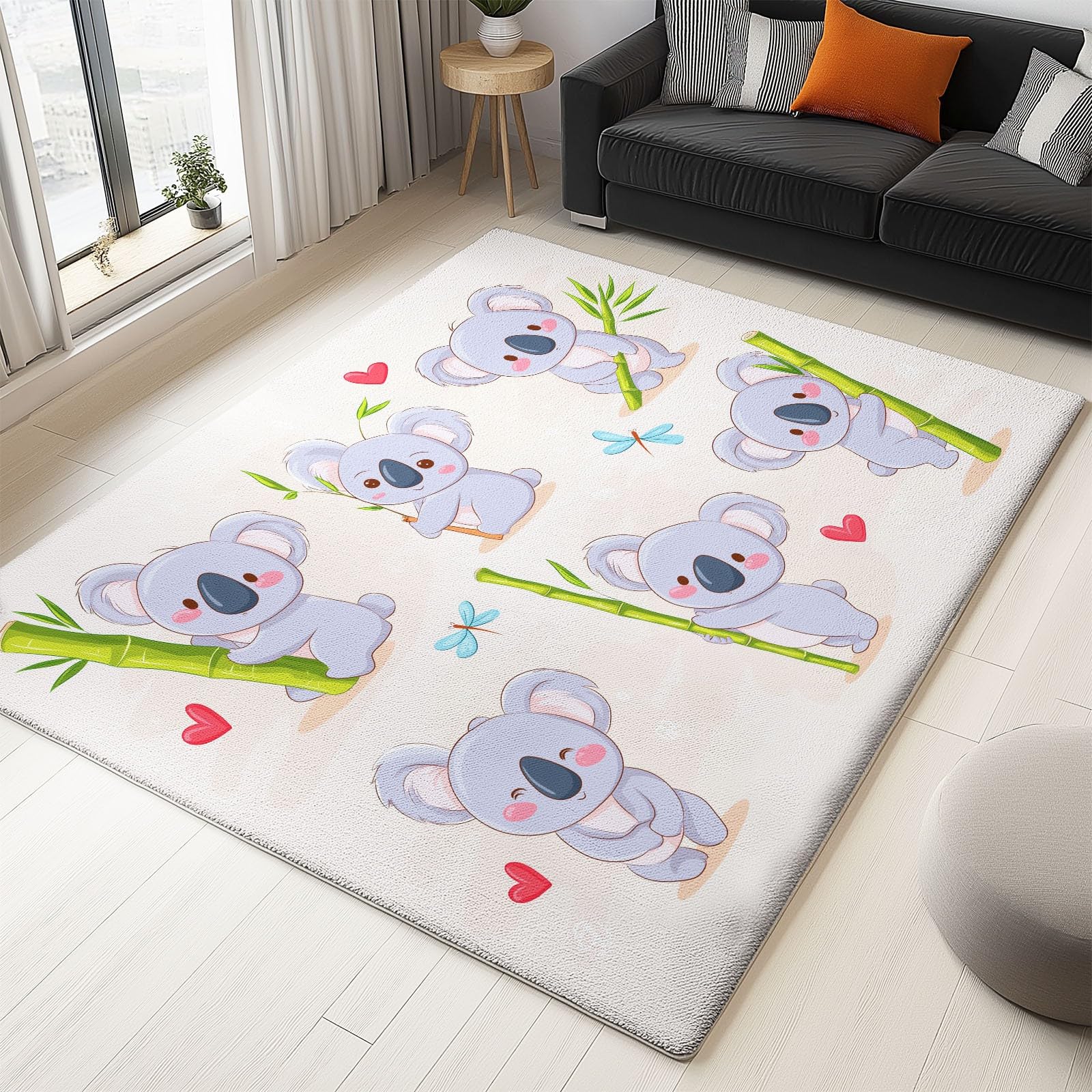 Tapis de salon moderne koala beige 180x240 cm idéal pour une chambre d'enfant douillette