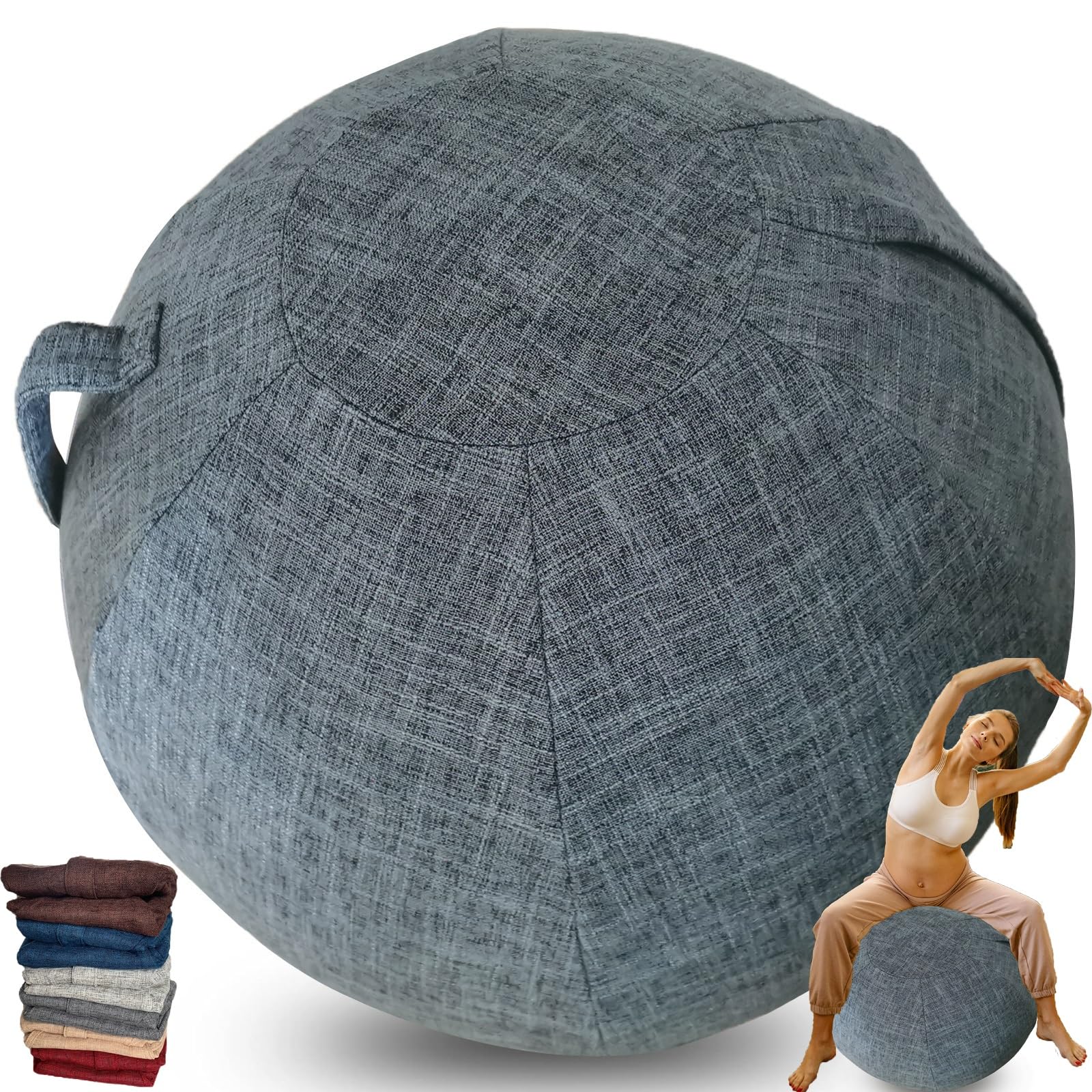 Protective Cover For Exercise Ball 55cm 65cm, Ball Chair Covers, Foldable Seat Balls Fabric Cover Lightweight Yoga Ball Cover Sitting Ball Covers With Handle Puncture Dust Cover ( Color : Navy blue ,