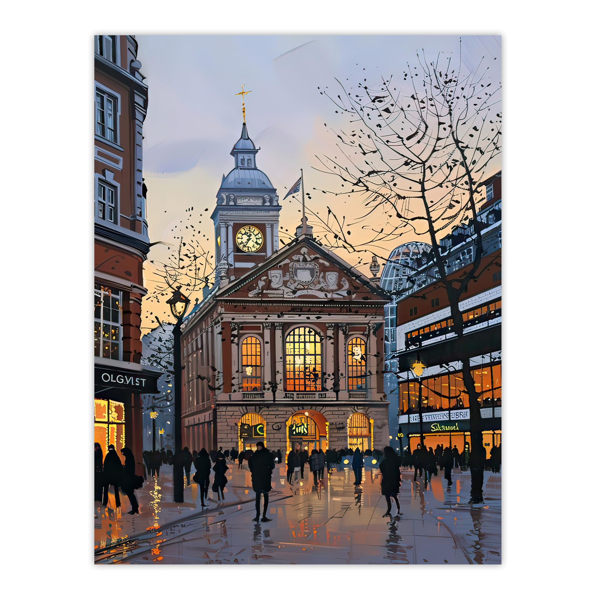 Artery8 Victorian Train Station Rainy England Painting Living Room Large Wall Art Poster Print Thick Paper 18X24 Inch