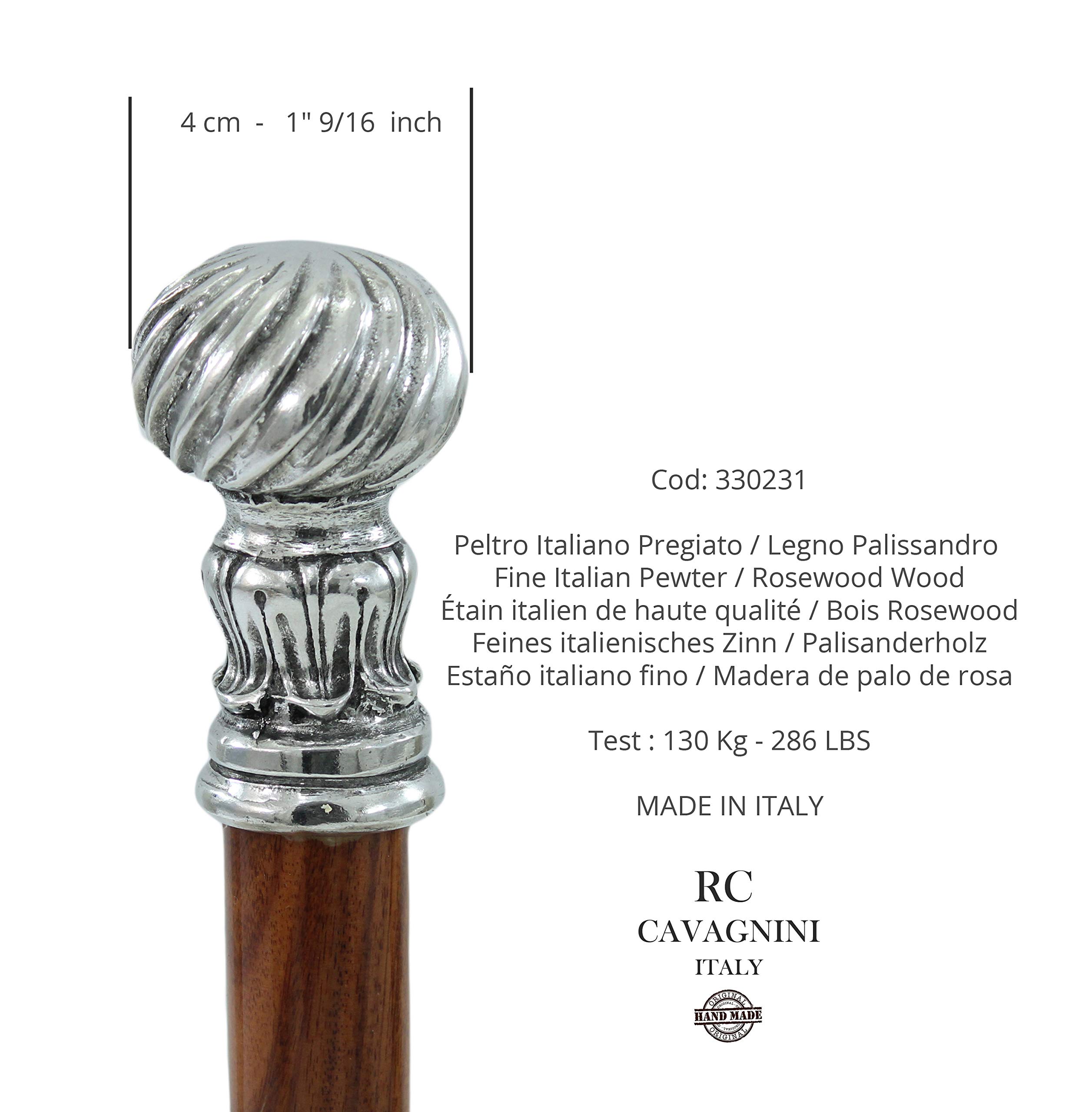 Bastón de paseo elegante negro dandy madera peltre plata (-)