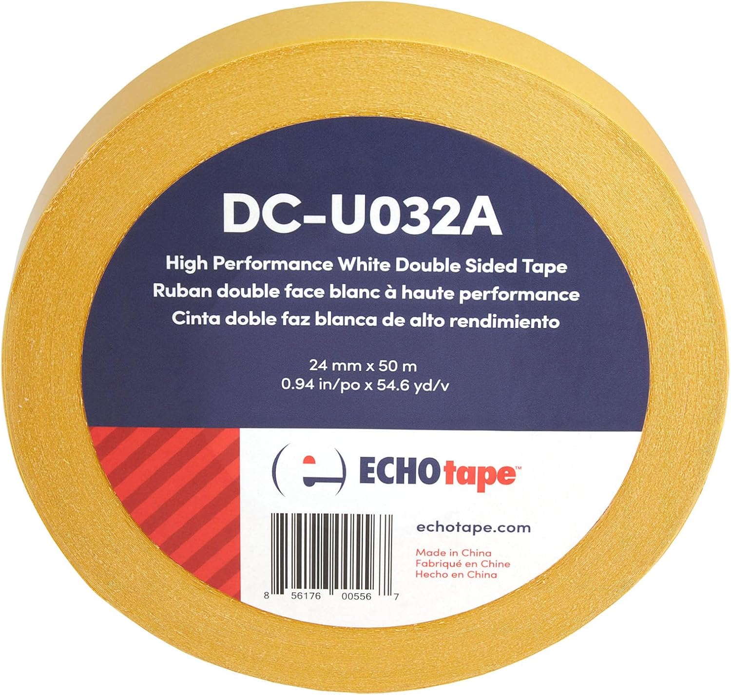 ECHOtape DC-U032A | White Double-Sided Tape | Heavy Duty Double Tape | Permanent Mounting and Bonding | Strong Double Tape | Indoor/Outdoor Double-Sided Tape | .94 in x 54.6 yds