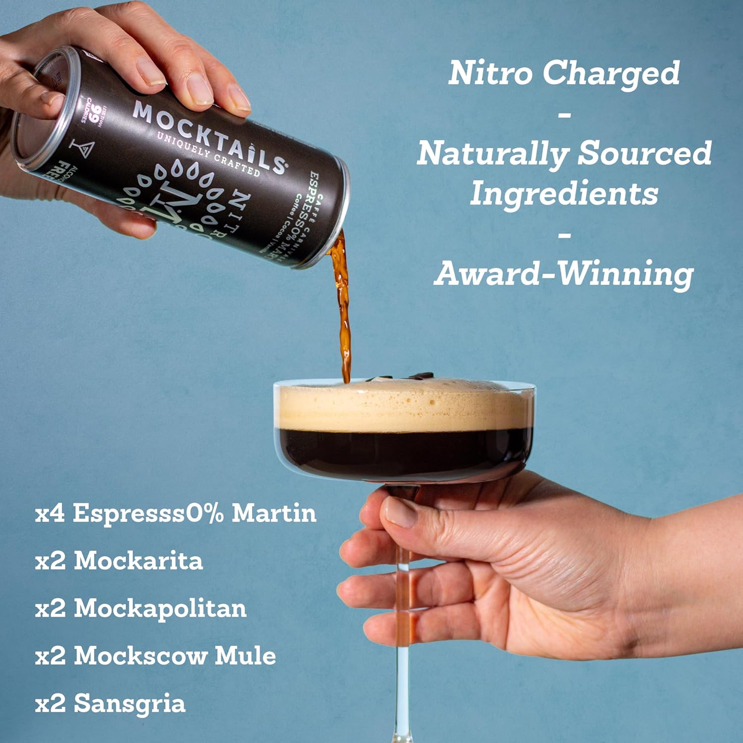 Mocktails Uniquely Crafted Alcohol Free | Award Winning Variety Pack Nitro Slim Cans | Non-Alcoholic Cocktail, Low Calorie, Non-GMO, Vegan Alternative | 6.8 Fluid Ounce (12 Pack)