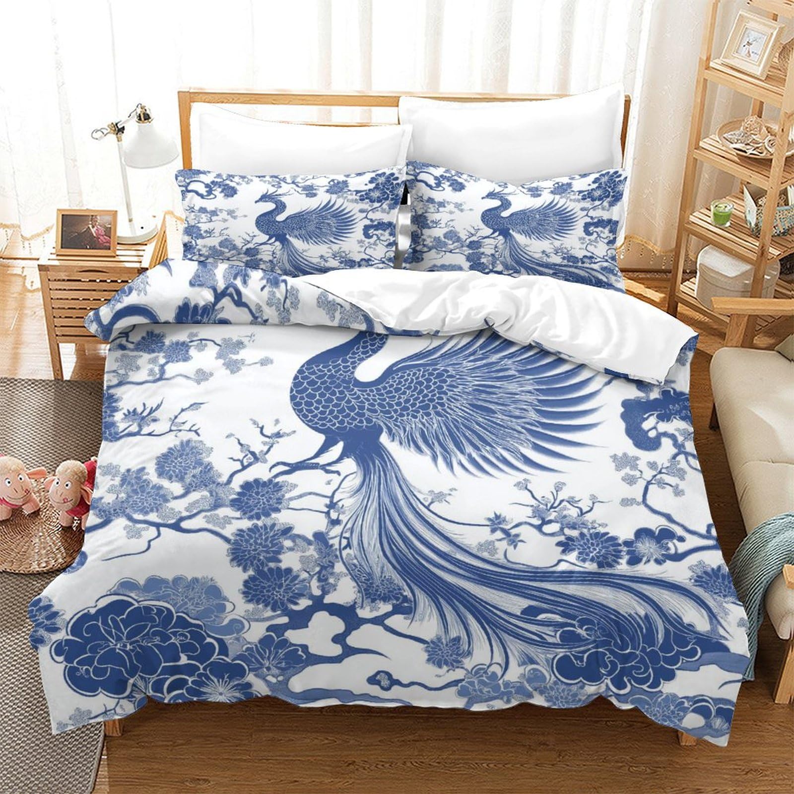 Zzvrmcyld Style-9 Chinoiserie Peacocks Duvet Cover Sets 3 Pcs Hotel Quality Quilt Cover Bedding Sets Bed Covers With Pillowcases With Zipper Closure Breathable Stylish Comforter King（220X240cm）