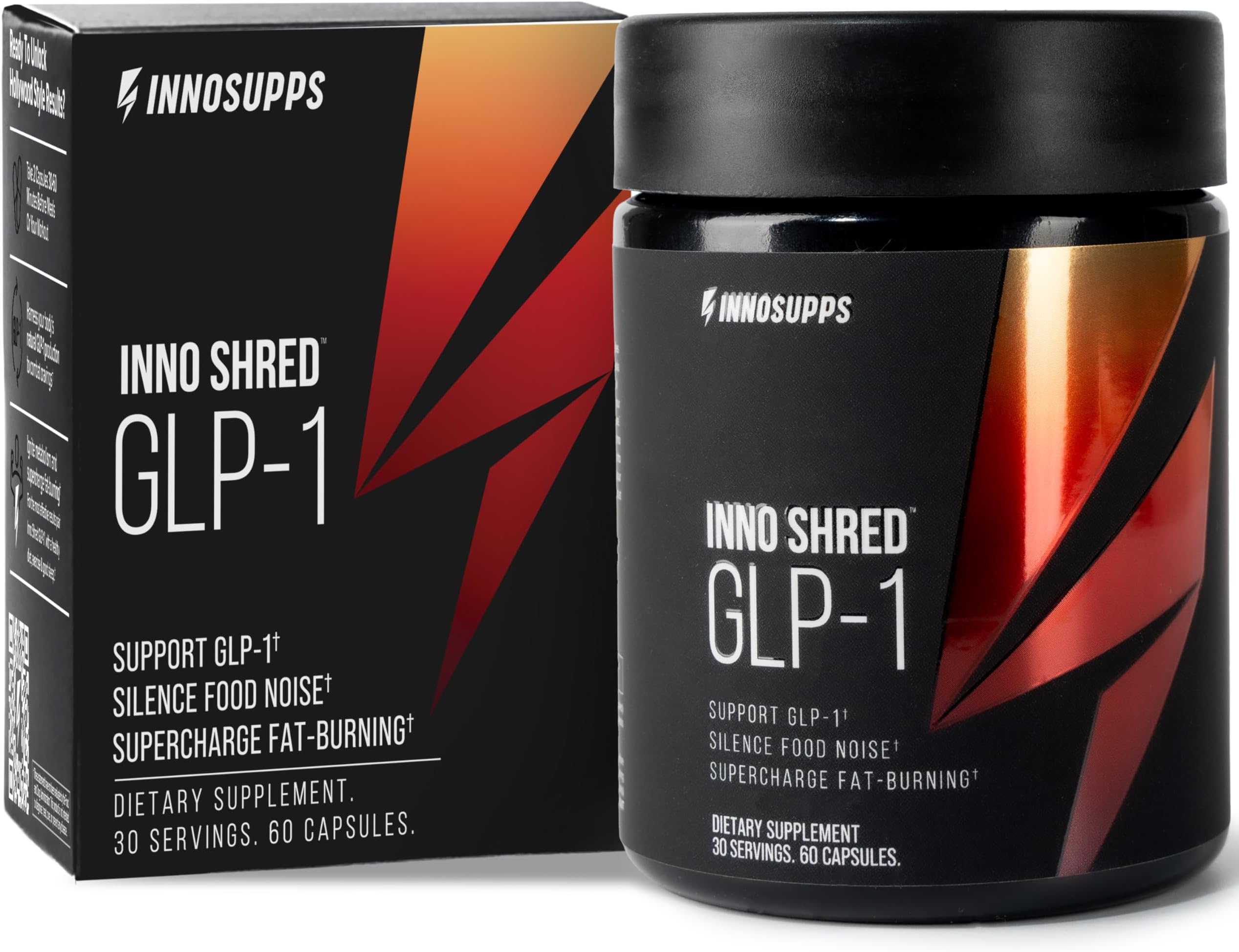 InnoSupps Inno Shred GLP-1 - Thermogenic Support + Appetite Support + Energy* - Berberine + Chromium - 60 Capsules. 30 Servings.