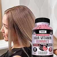 Vista 8 de Kaya Naturals Gomitas para el crecimiento del cabello, biotina, 5000 mcg, vitaminas para un cabello, piel y uñas saludables, suplemento de belleza