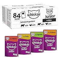 Whiskas Selezione Gustosa in Salsa Junior 2-12 mesi, Cibo Umido per Gatti