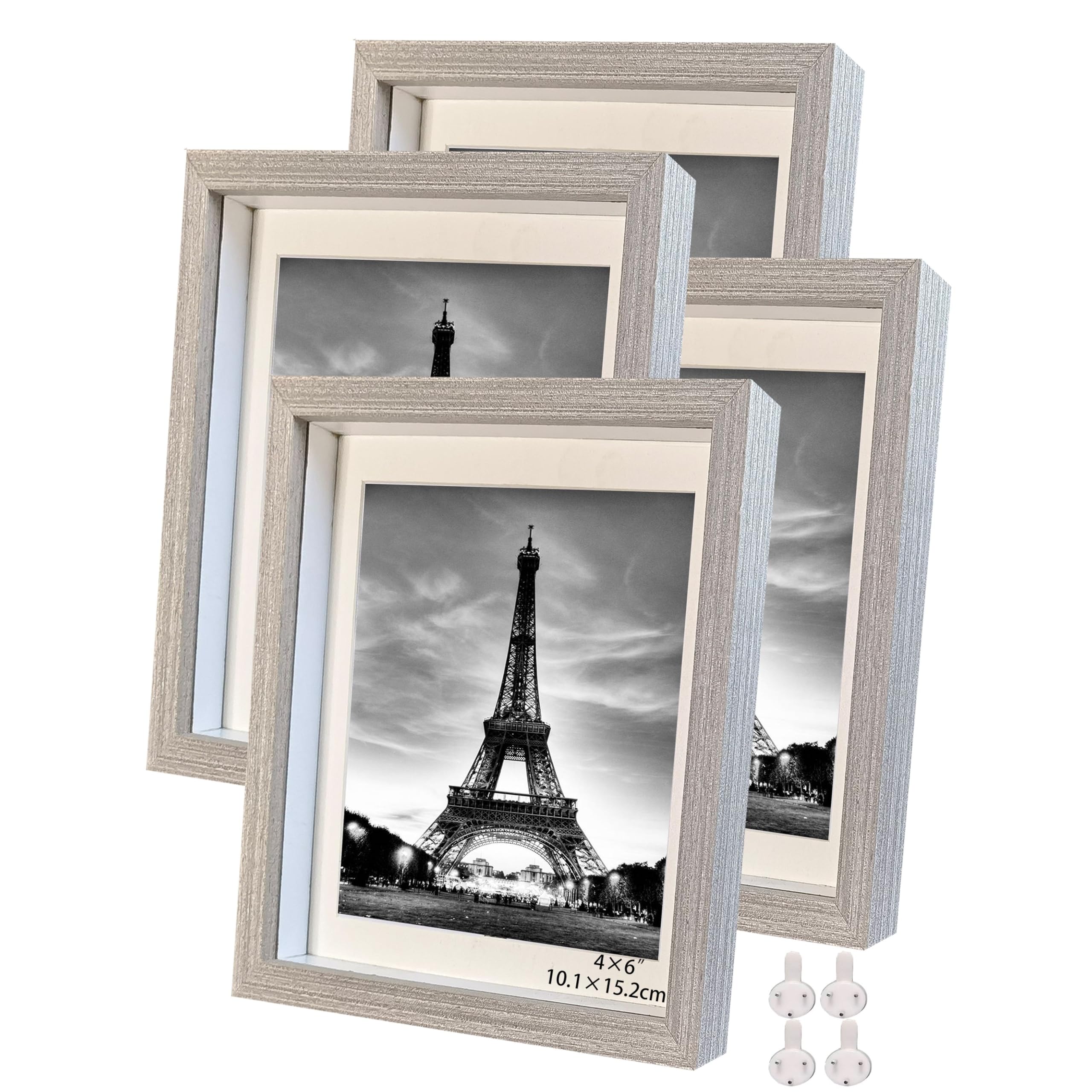 Boîtes de présentation pour protéger souvenirs en relief lot 4 cadres gris