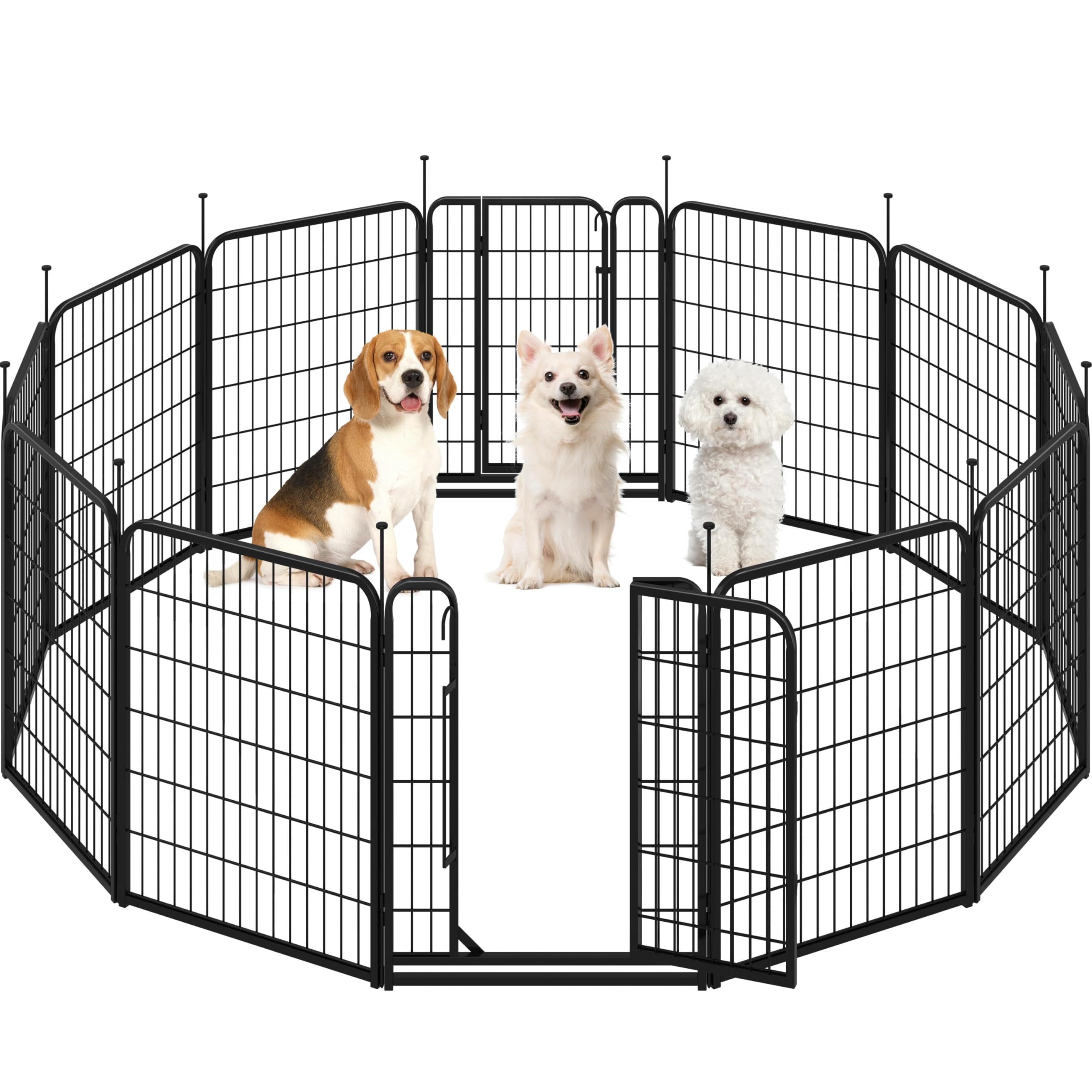 Yaheetech Dog Pen 80cm 12 Panels Suitable for Medium Dogs Heavy Duty Puppy Playpen Pet Exercise Fence for Indoor/Outdoor