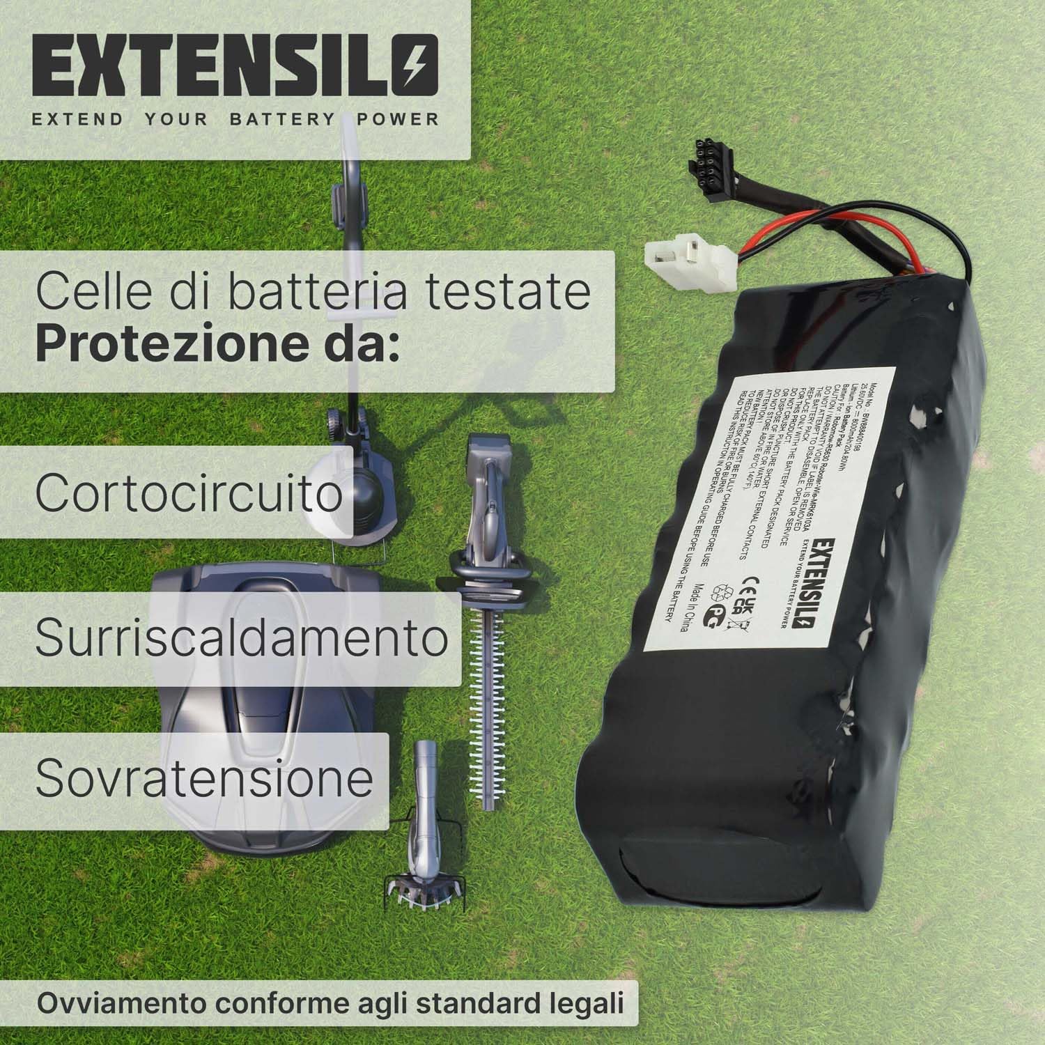 batteria compatibile con Robomow RS625, RS622, RS622 Pro, RS622U, RS615 Pro, RS615U tagliaerba, robot tagliaerba (8000mAh, 25,6V, Li-Ion)