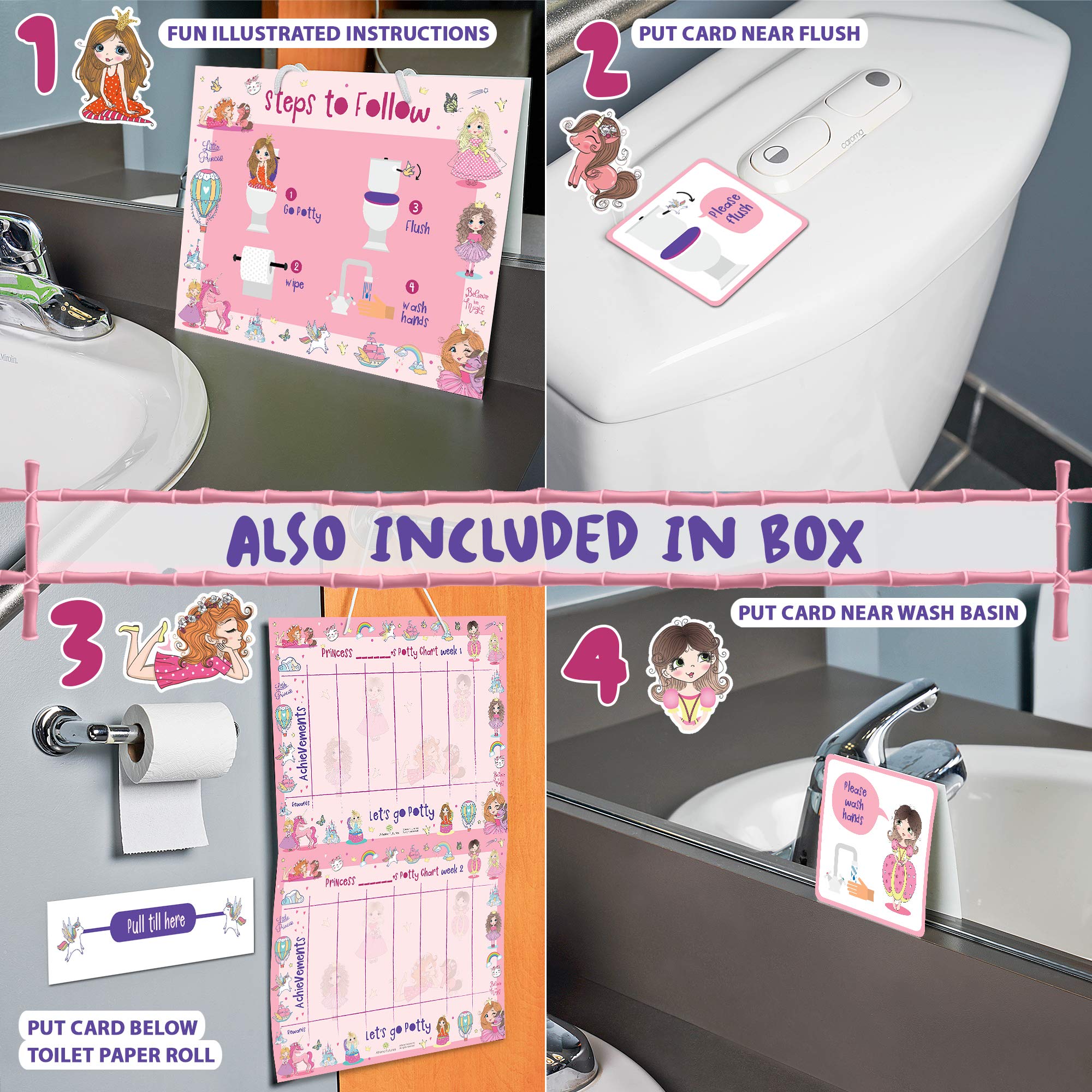 Potty Training Chart for Toddler, Girls, Sticker Chart for Kids Potty
