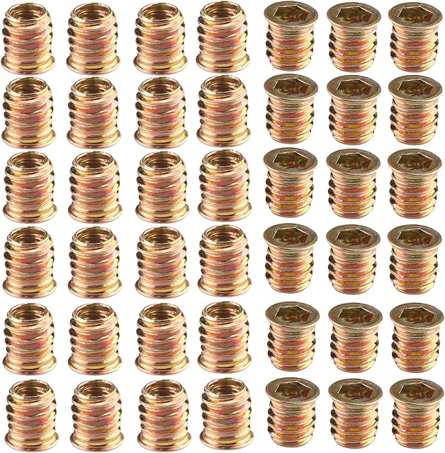 Wood Furniture M8x15/M8x20/M8x25mm Threaded Insert Nuts Interface Hex Socket Drive 50pcs (M8*15)