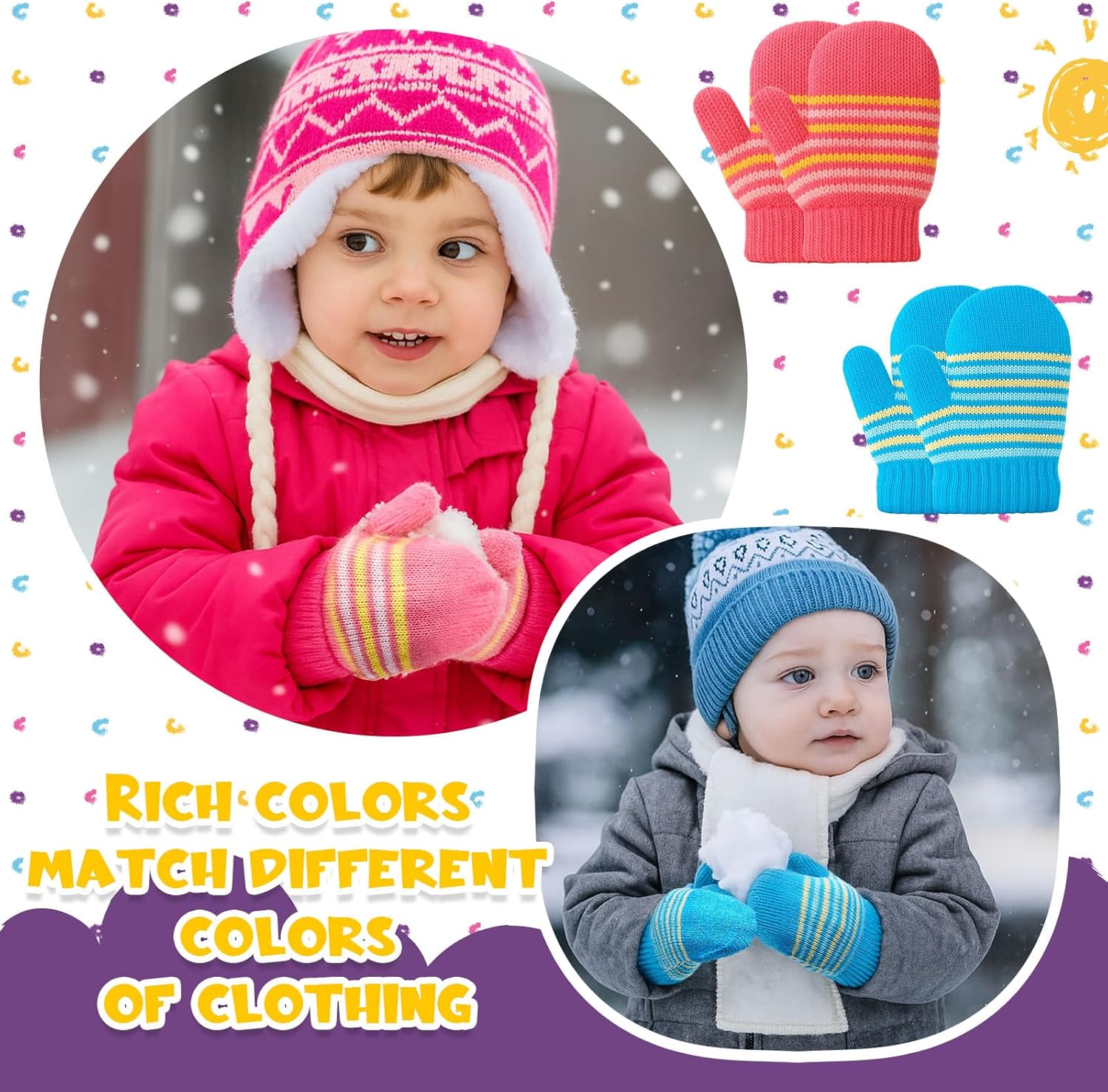 Hercicy Toddler Mittens Ages 2-4 Winter Magic Stretch Gloves Little Kids Warm Knitted Gloves for Baby Boys Girls - Image 5