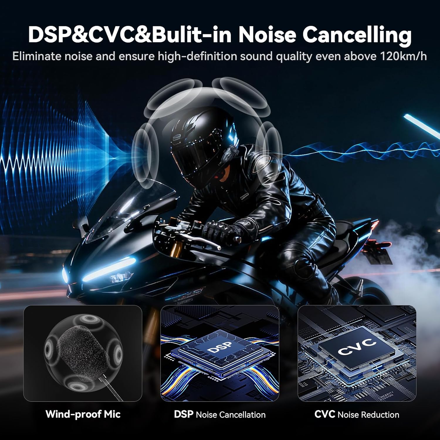 X10 10 Riders Group Mesh Motorcycle Intercom, 3000m Motorcycle Bluetooth Headset V5.3 with Audio Multitasking/Music Sharing, Helmet Communication Systems for ATV/Snowmobile/Ski, 2 Pack - Image 5