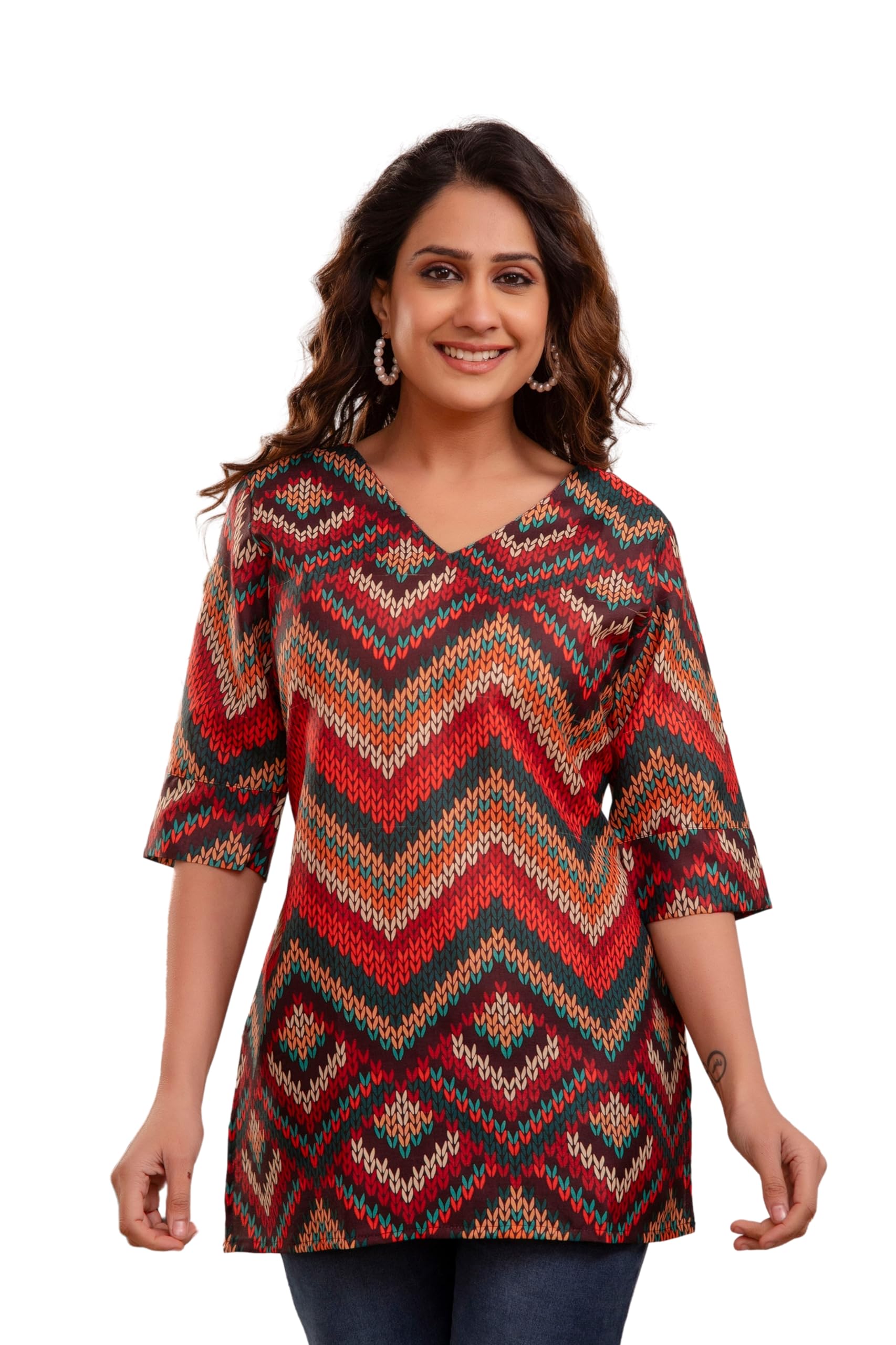 RATNAVALICotton Printed Straight Kurta | Casual Straight Tunic | Tunic Tops for Women