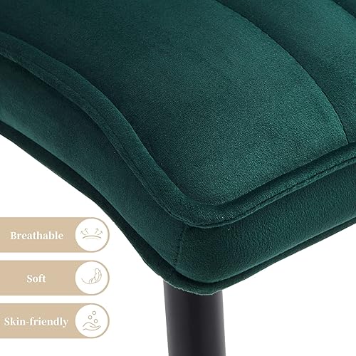 Miniatura 6 de TUKAILAi Juego de 4 sillas de comedor de terciopelo, sillas de cocina tapizadas con respaldo y patas de metal fuertes, silla de ocio para sala de