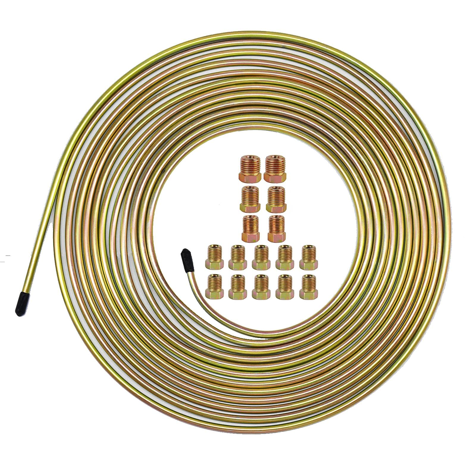 MuHize 3/16" Brake Line Tubing Kit 25Ft Coil with 16 Fittings