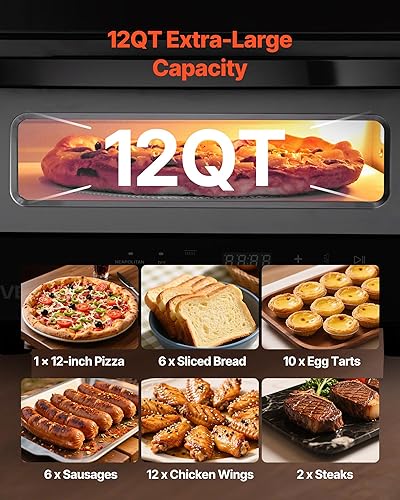 Miniatura 6 de VEVOR Horno eléctrico para pizza, máquina inteligente para hacer pizzas para interiores con 5 preajustes, olla de pizza de encimera de 12 pulgadas