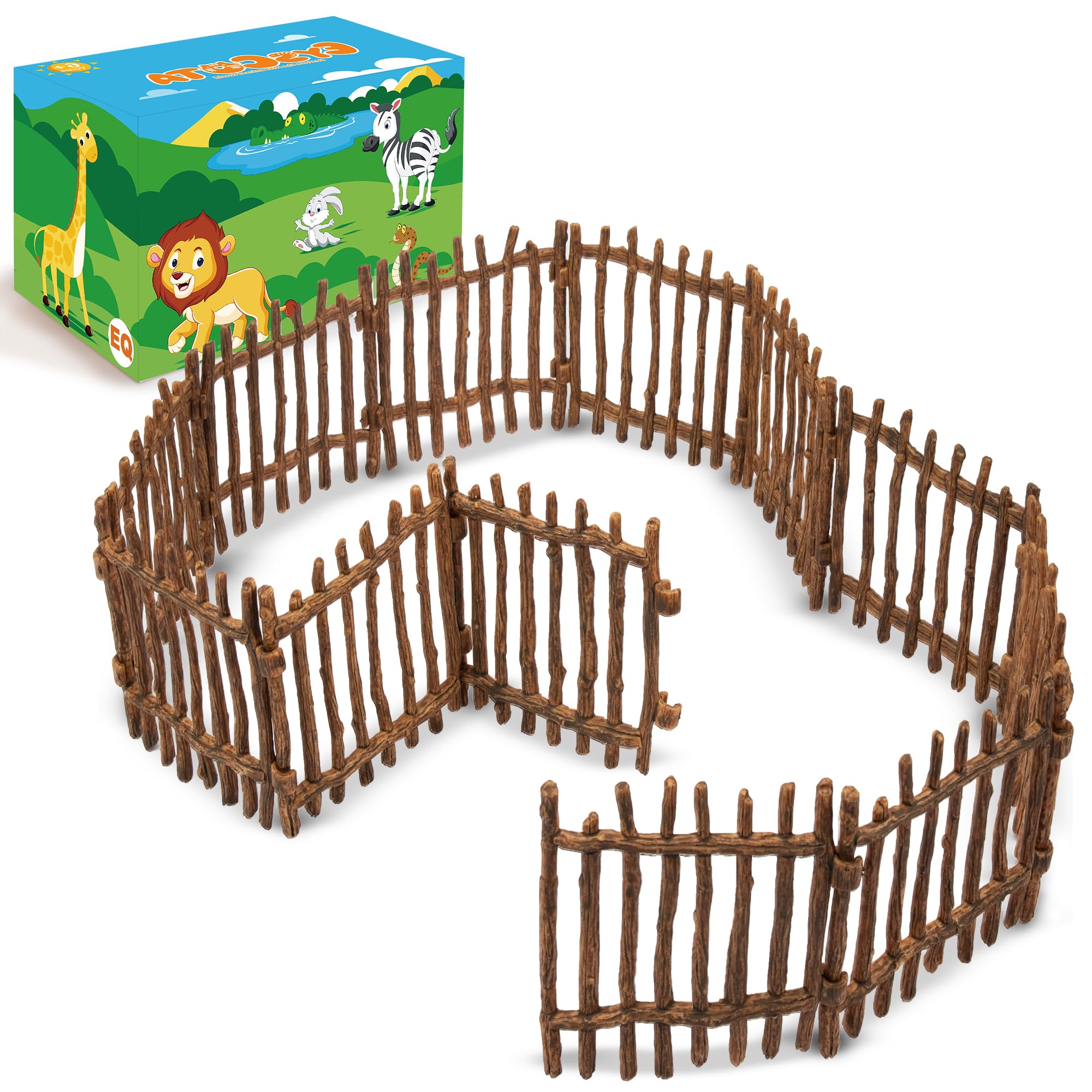 12PCS Farm Fence Toys Plastic Cow House Paddock and Farm Animal Figures Accessories Fencing Playset for Kids Toddlers