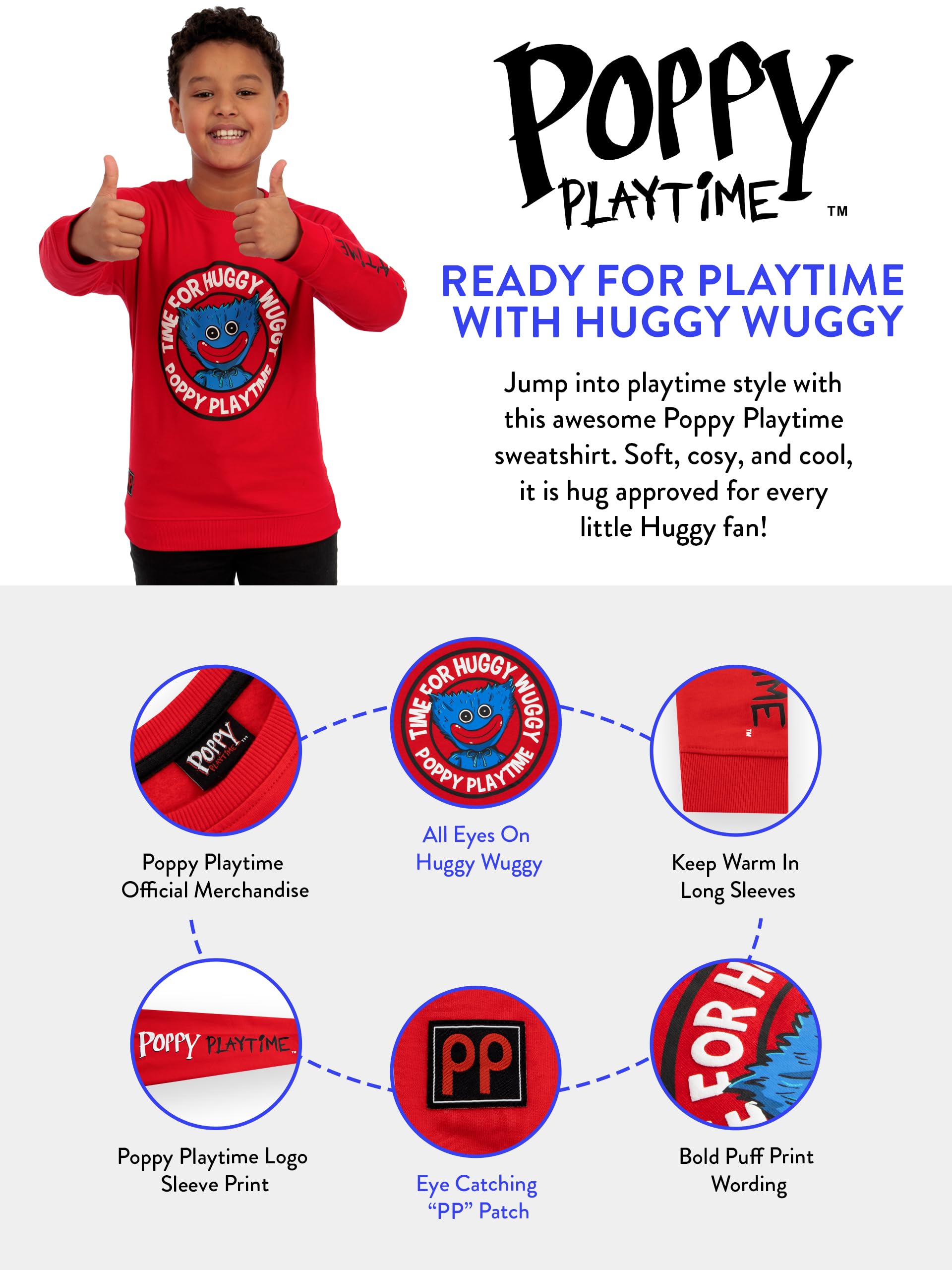 Poppy Playtime Sudadera Niño, Sudaderas Niños De Huggy Wuggy, Ropa Niños De Algodón para Gamers