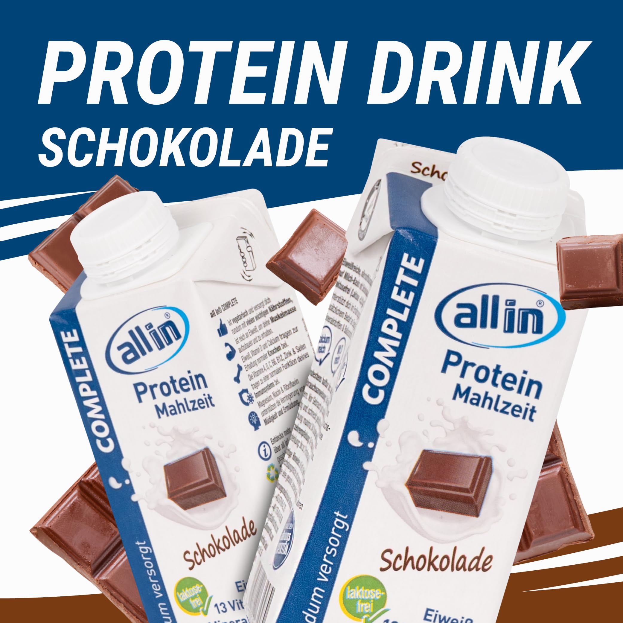 all in® COMPLETE Protein Drink Schokolade 14x 200ml - Hochkalorische Trinknahrung auf Milch-Basis | Mehrkomponenten Protein Shake Mahlzeit zur schnellen Gewichtzunahme