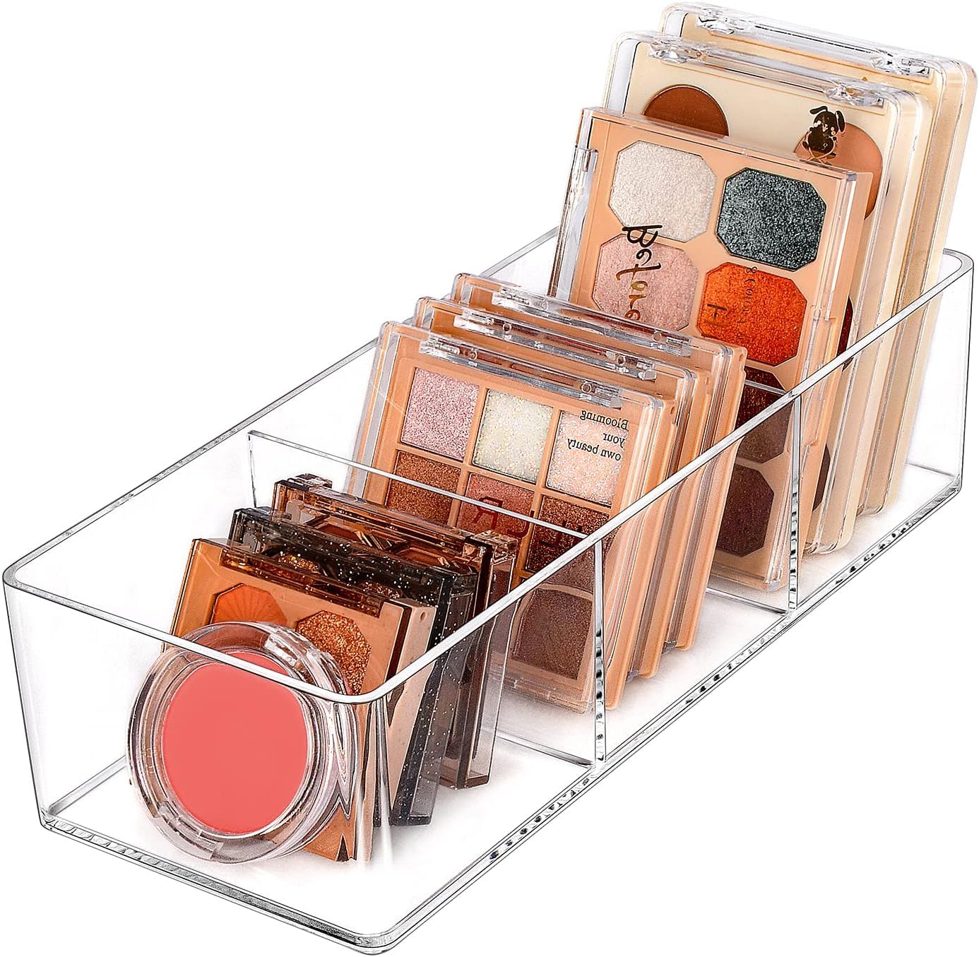 FANASSYY Clear Acrylic Stackable Organizer Box – 3-Section Drawer Storage for Scrunchies, Nail Polish, Makeup, Hair Accessories & Vanity Essentials | Bathroom Countertop Organizer