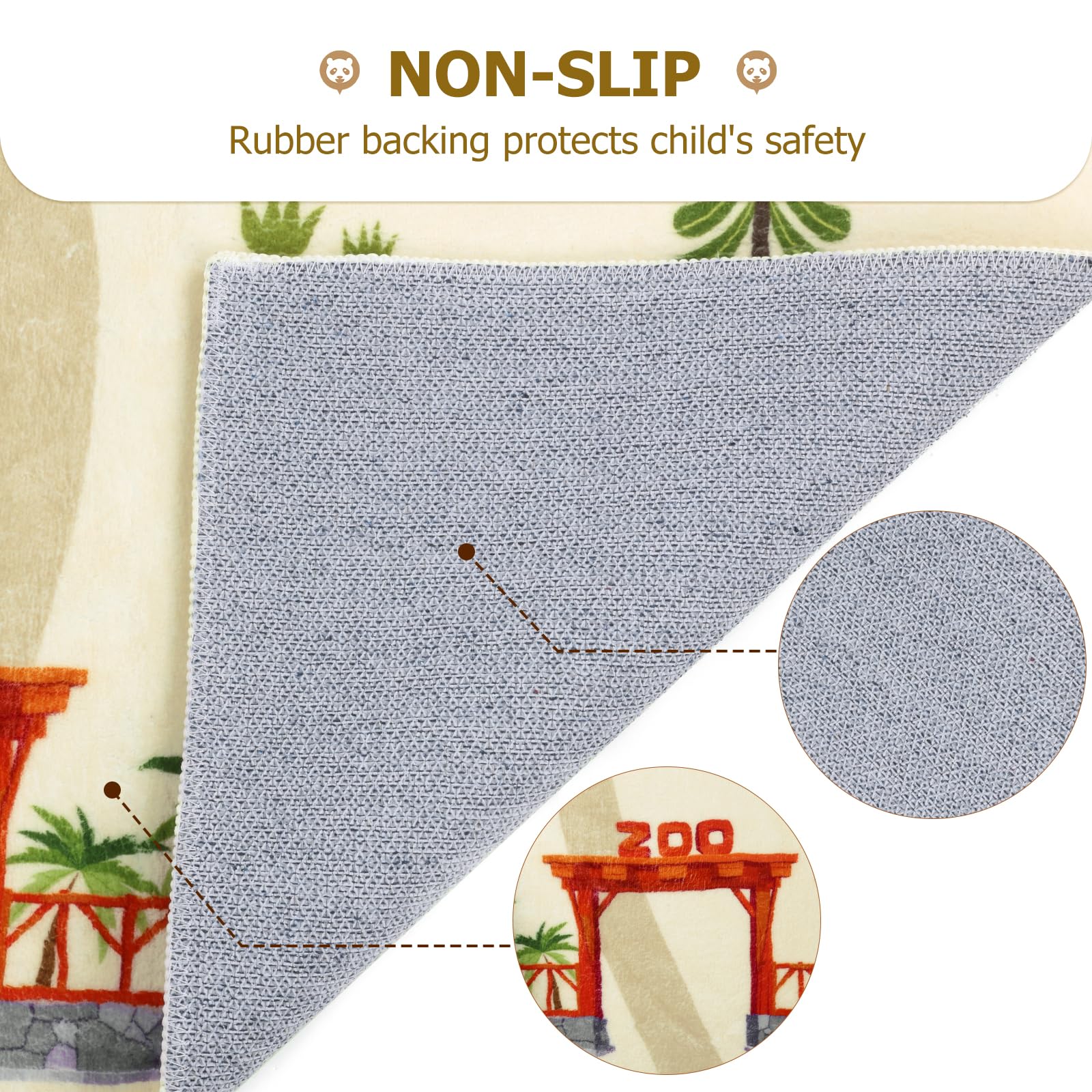 Enyhom Tappeto Bambini Morbido, 100 x 150 cm Antiscivolo Tappeto Cameretta Bambino Lavabile Tappeto per Bambini Auto Motivo Animali Tappeti Bambini per Stanza dei Giochi, Camera Bebe, Stanza Bambini