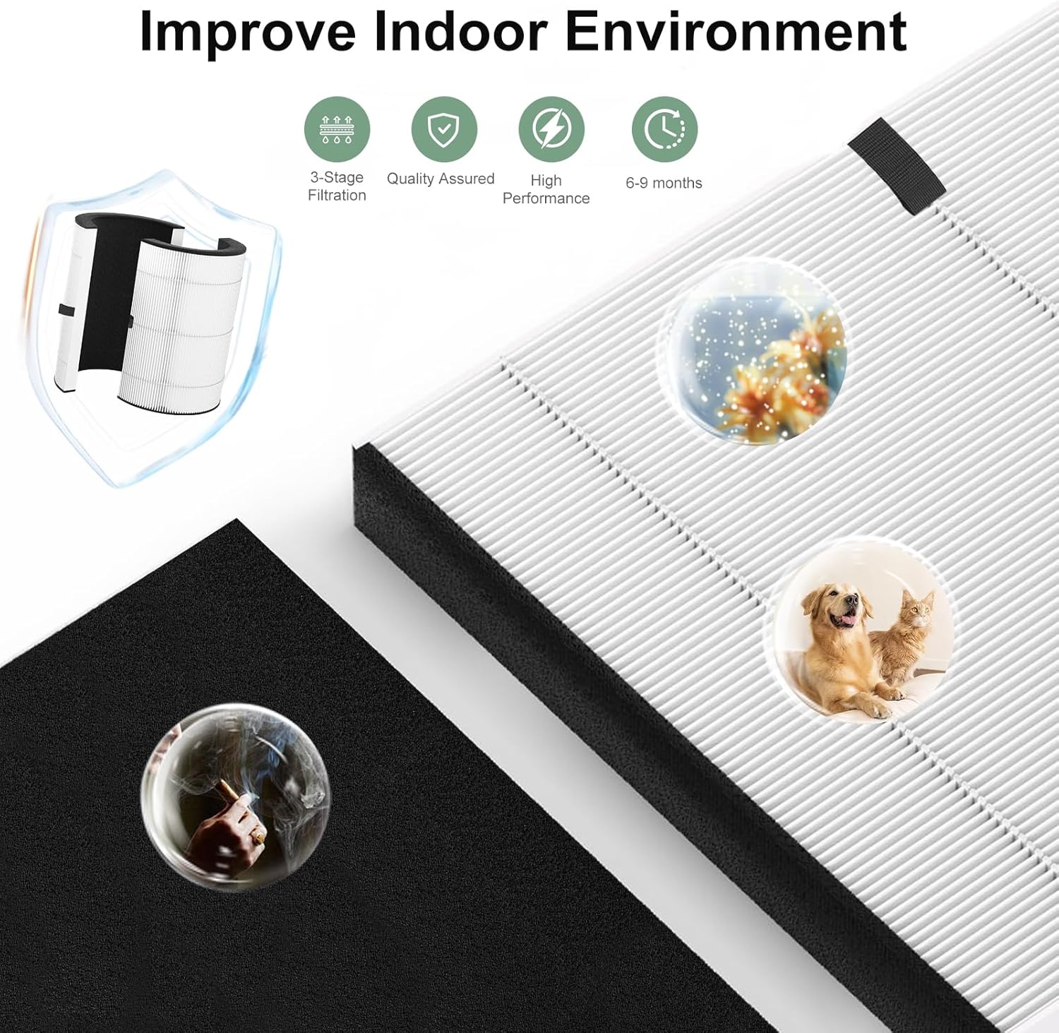 2 Pack T10i Replacement Filter, Compatible with Blueair ComfortPure 3-in-1 Air Purifier, True Filter and High-Efficiency Activated Carbon Filter