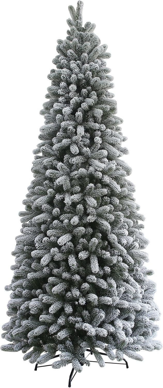 KING OF CHRISTMAS King Flock Artificial Christmas Tree (9' Slim)