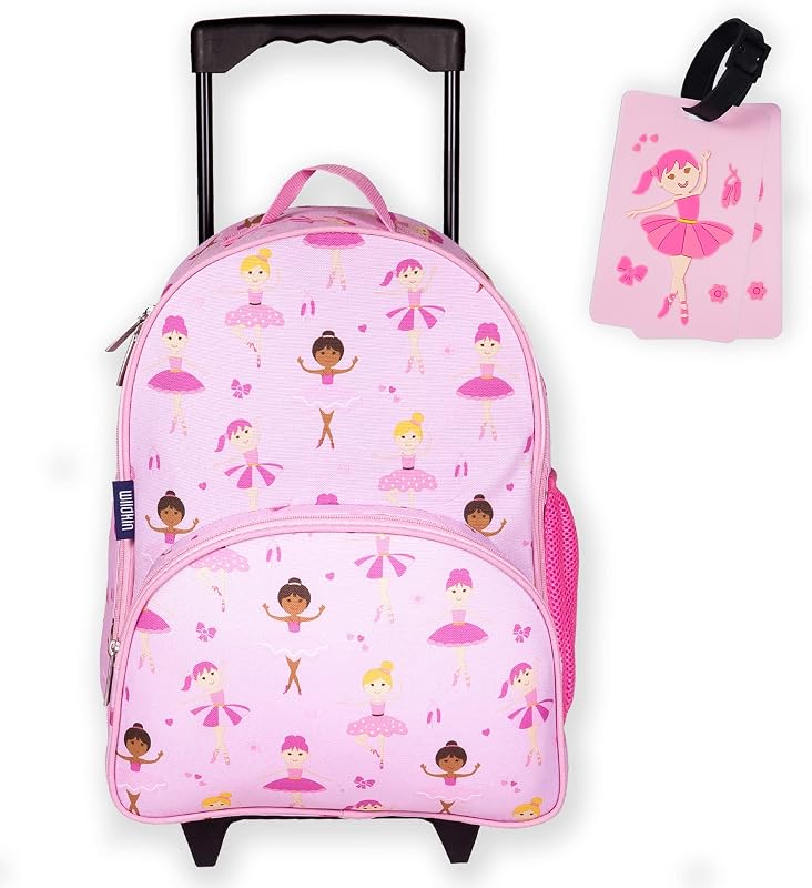 Wildkin Paquete de equipaje con ruedas para niños con 2 etiquetas de bolsa a juego (bailarina)
