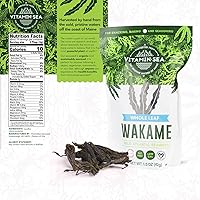 Vista 2 de VITAMINSEA Wakame Algas marinas secas Algas marinas silvestres del Atlántico Norte para aperitivos, condimentos, sopas y ensaladas Rico