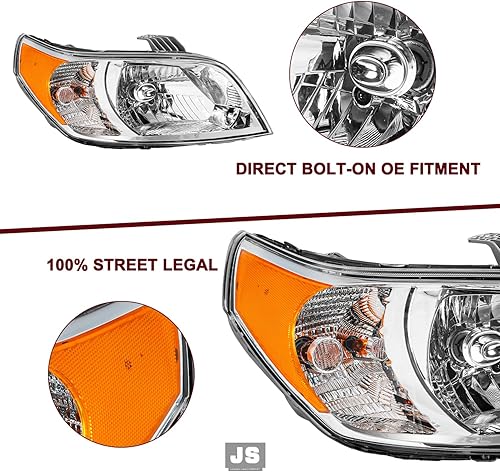 Miniatura 4 de JSBOYAT Conjunto de faros delanteros para Chevy Aveo5 2009-2011 de 4 puertas Hatchback estilo halógeno de carcasa cromada, par de carcasa cromada,