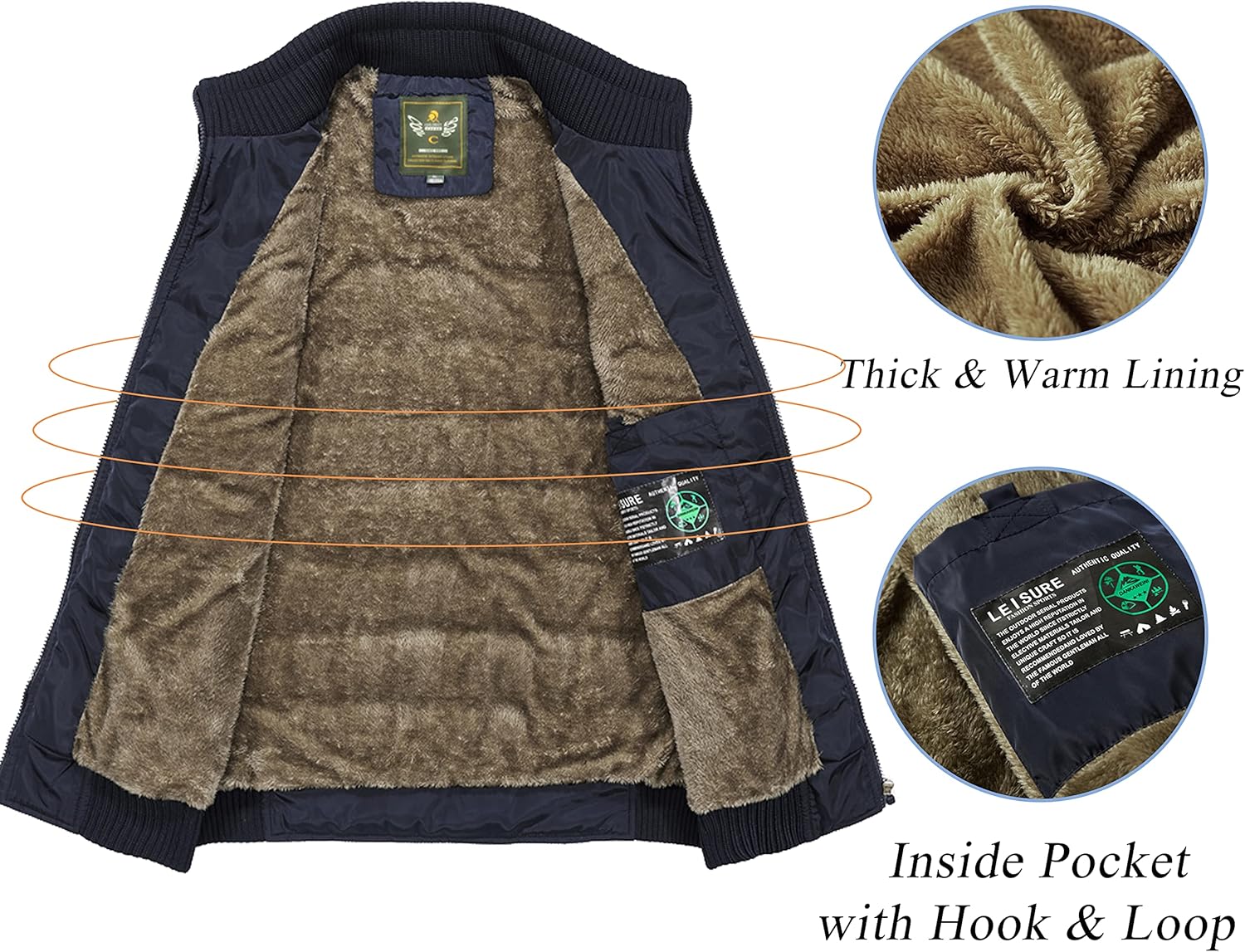 VtuAOL Men's Outerwear Vest for Men Winter Puffer Vests Fleece Lined Outdoor Warm Sleeveless Jackets - Image 4