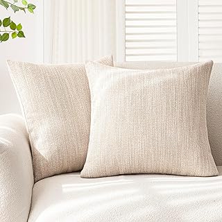 Foindtower Set of 2 Decorative Textured Burlap Linen Throw Pillow Covers...