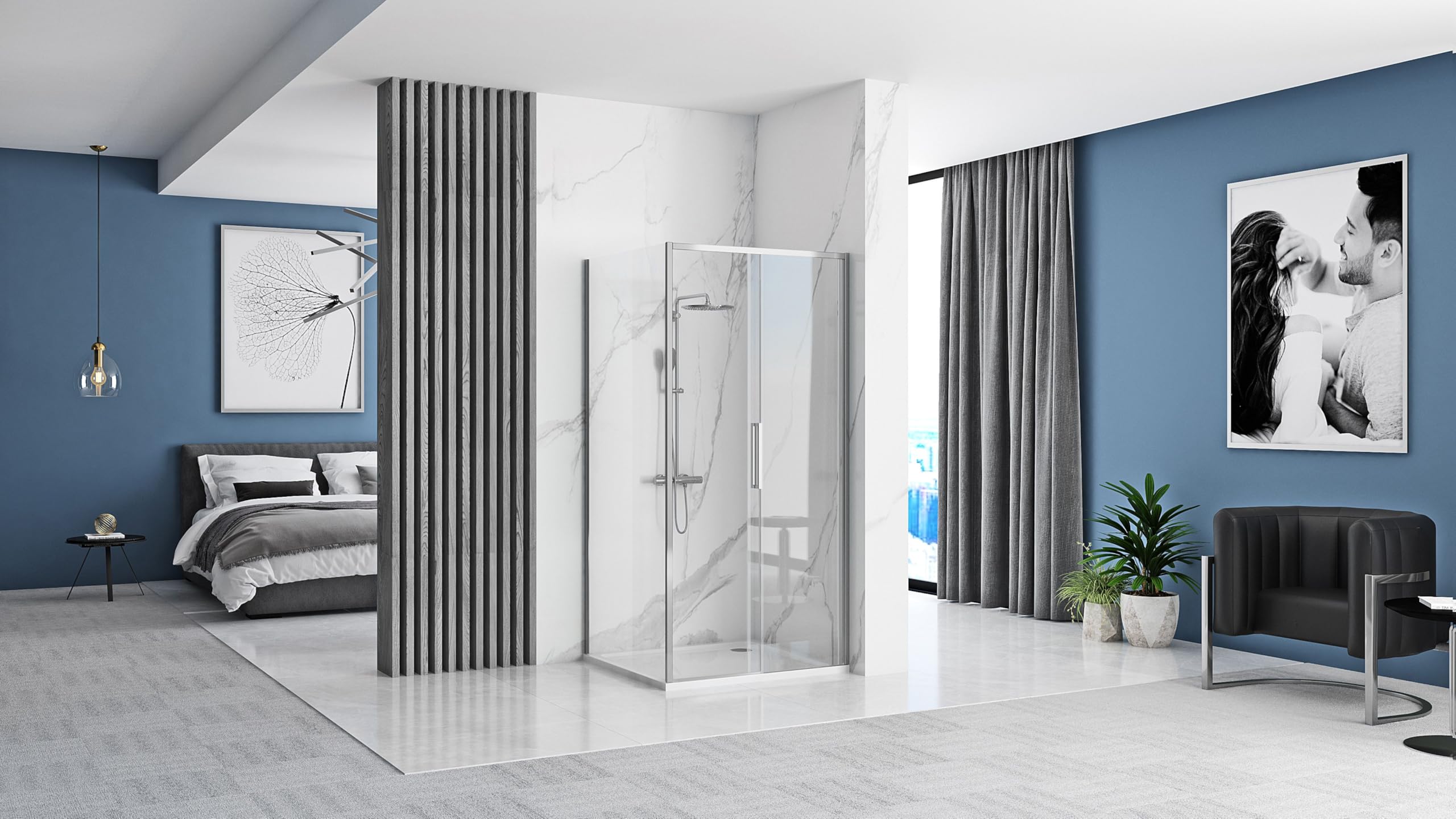 Rea Kabina Prysznicowa, Molier Double 80X80, Czarmy