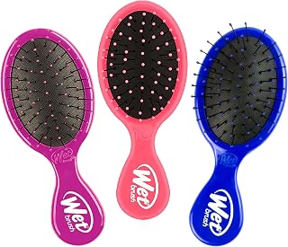 Wet Brush Squirt Mini Detangler Brushes, 3-Pack Pink Purple Blue - IntelliFlex Bristles, Painless Wet/Dry Detangling for All Hair Types
