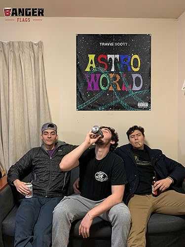 Miniatura 2 de Banger - Banderín decorativo cuadrado con diseño de rapero AstroWorld de Travis Scott AstroWorld Rap Rapper, inspirador motivacional, dormitorio,