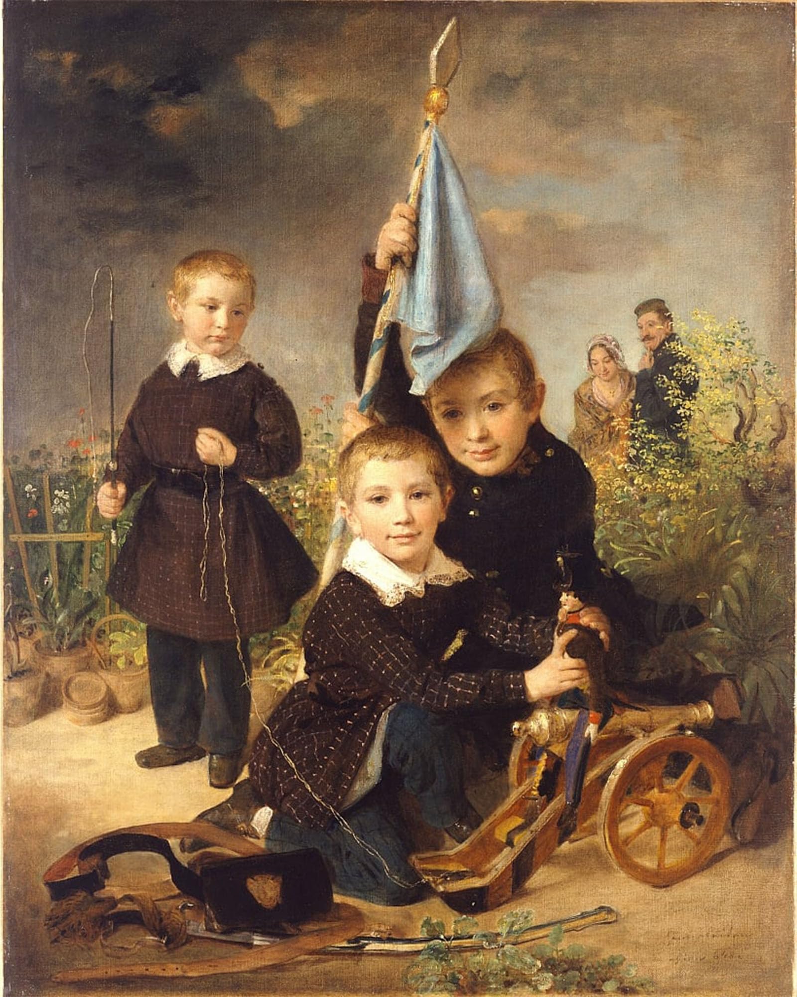 POSTERIIk Vintage Art Print Images Pictures Print Childrens Soldier Games by Johann Baptist Reiter Modern Colour Posters for Office Home Decor 60x90cm