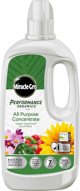 Miracle-Gro 119909 Performance Organics All Purpose Liquid Plant Food, 1 Litre (Bee, Pet & Child Friendly), Grey