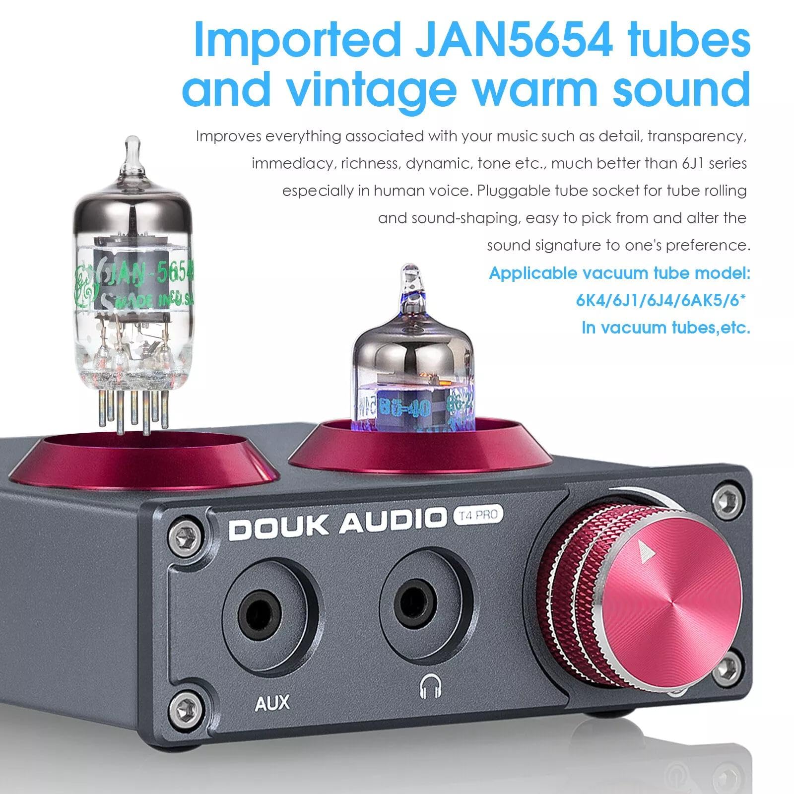 Douk Audio Mini 5654 Tubo di Vuoto Preamplificatore Phono Home Stereo Audio Preamplificatore Cuffia Amp (T4 PRO)