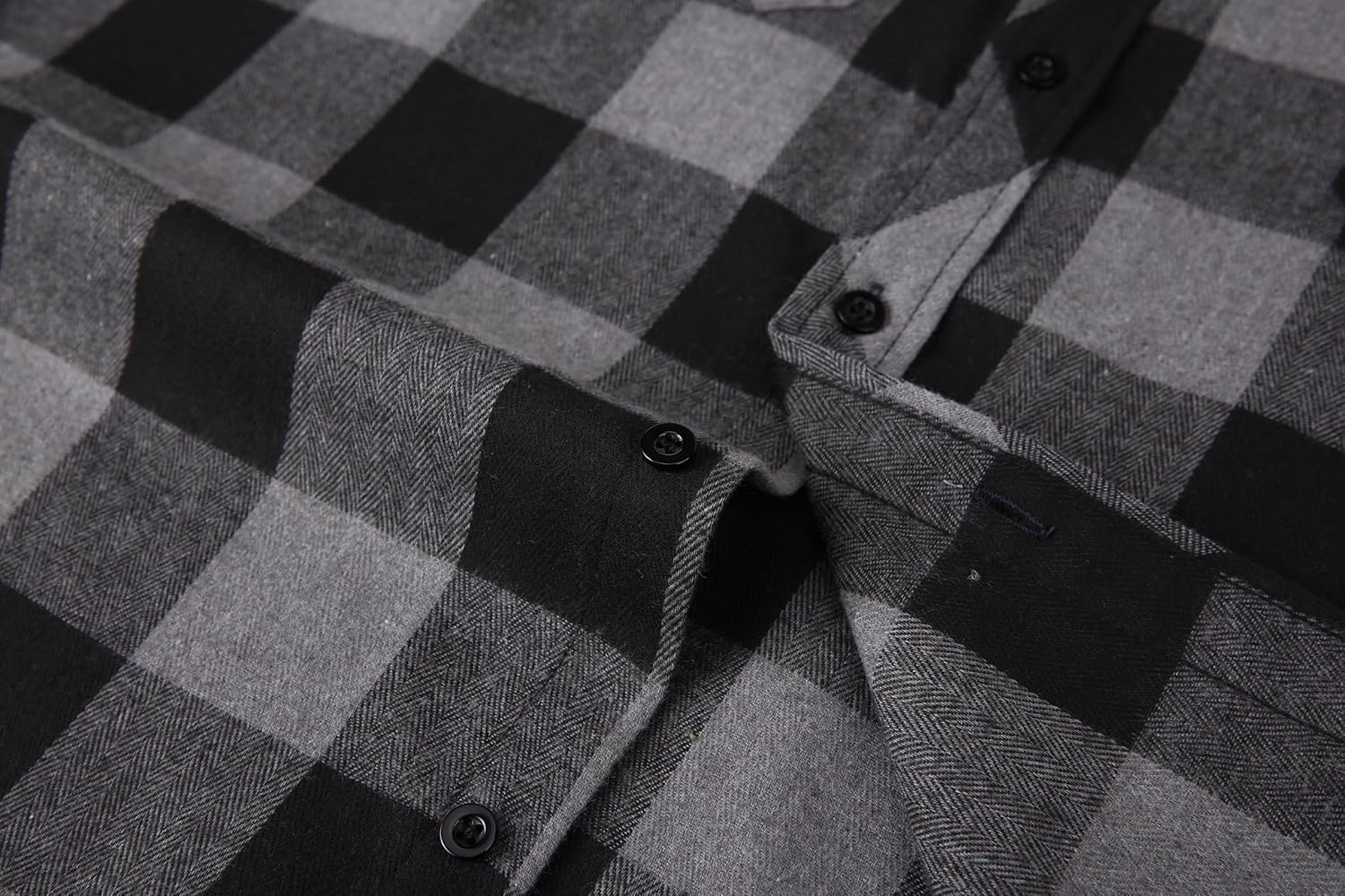 JupiterSecret Mens Flannel Plaid Shirts Long Sleeve Button Down Casual Shirt Regular Fit with Pockets (Grey and Black,S) - Image 7