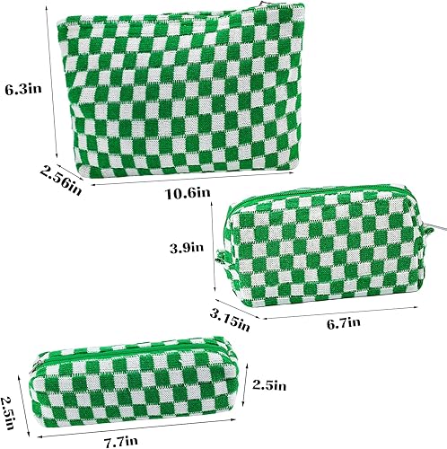 Miniatura 3 de Bolsa de maquillaje a cuadros para mujer, juego de bolsa grande de cosméticos de viaje, bonita bolsa de maquillaje para bolso, bolsa de aseo con