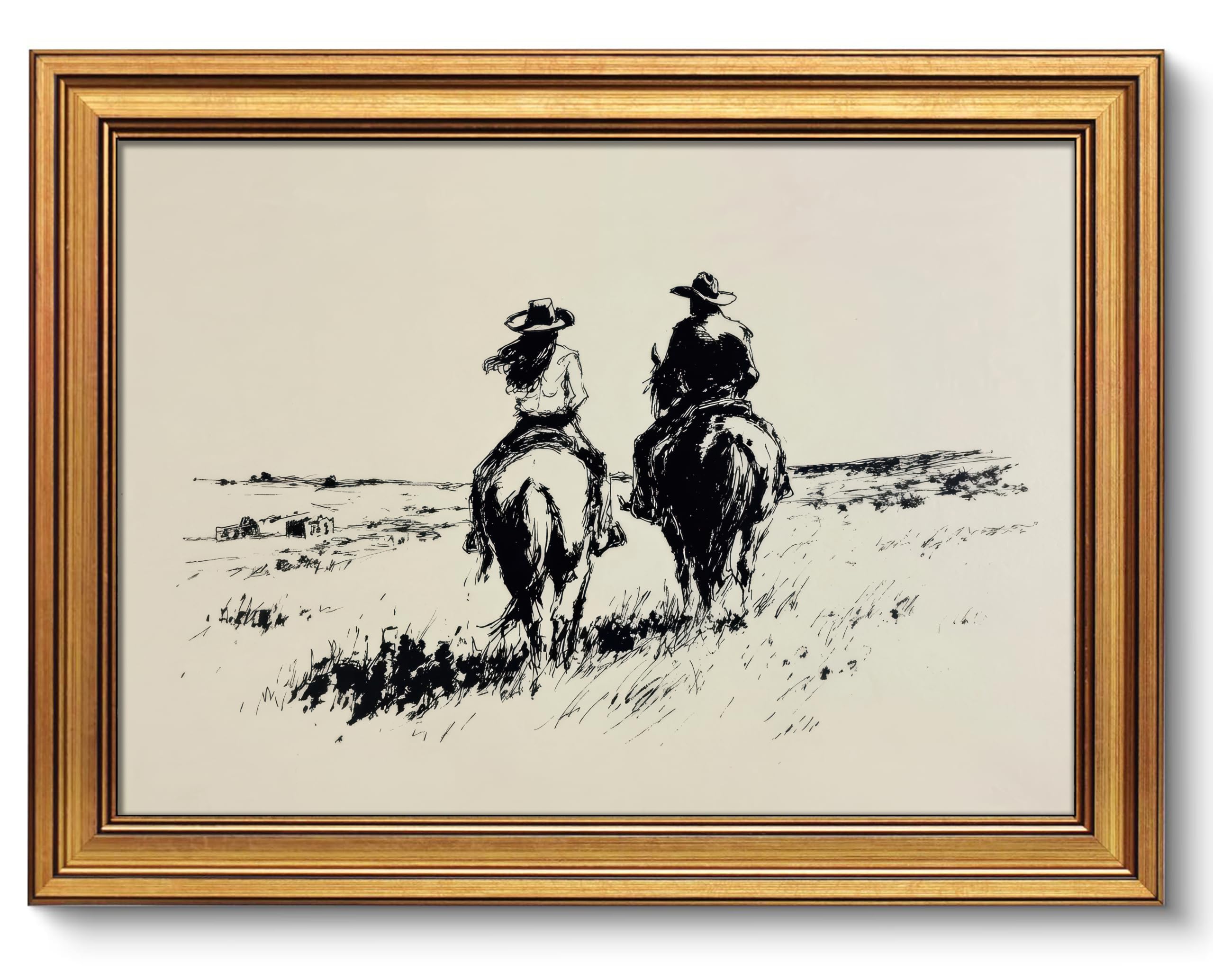 NALEPS Vintage Western Cowboy Framed Wall Art, Cowgirl Wall Decor, 12x16 In